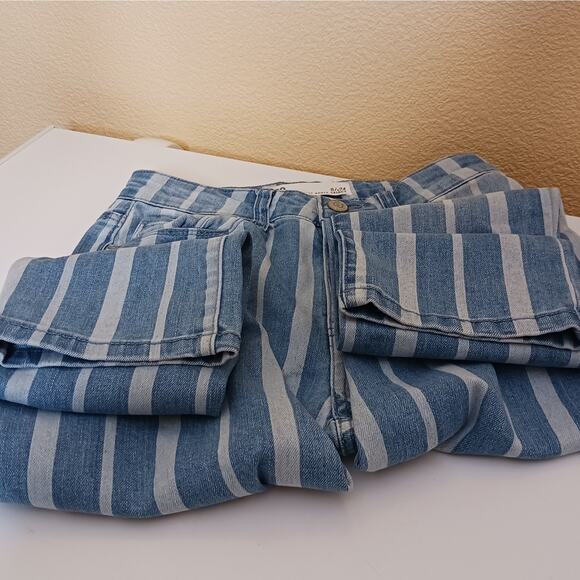 RSQ Jeans Womens Size 0 Blue White Stripe High Rise Ankle Skinny Y2K Coastal - Picture 12 of 12